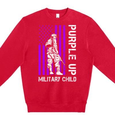 Military Month Soldier Purple Up Funny Gift Premium Crewneck Sweatshirt