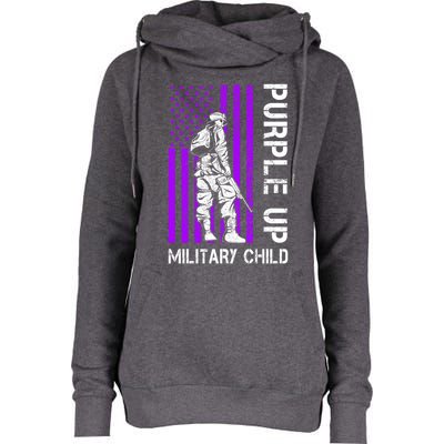 Military Month Soldier Purple Up Funny Gift Womens Funnel Neck Pullover Hood