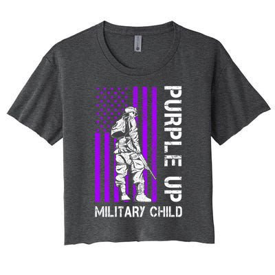 Military Month Soldier Purple Up Funny Gift Women's Crop Top Tee