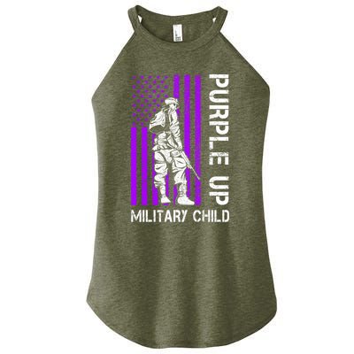 Military Month Soldier Purple Up Funny Gift Women's Perfect Tri Rocker Tank