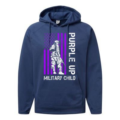 Military Month Soldier Purple Up Funny Gift Performance Fleece Hoodie