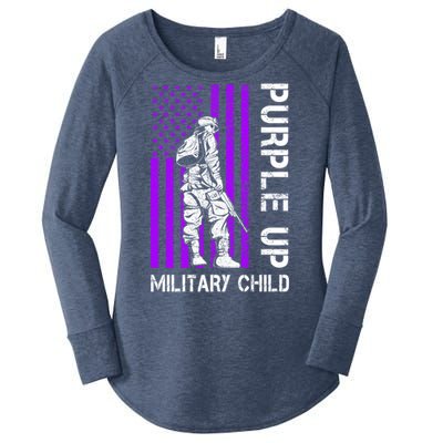 Military Month Soldier Purple Up Funny Gift Women's Perfect Tri Tunic Long Sleeve Shirt