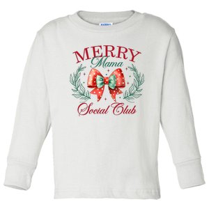 Merry Mama Social Club Coquette Christmas Toddler Long Sleeve Shirt