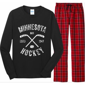 Minnesota Mn Sport Lover The State Of Hockey Retro Hockey Long Sleeve Pajama Set