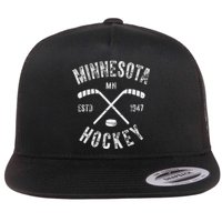 Minnesota Mn Sport Lover The State Of Hockey Retro Hockey Flat Bill Trucker Hat