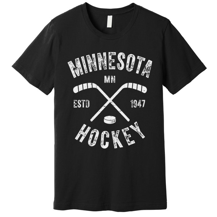 Minnesota Mn Sport Lover The State Of Hockey Retro Hockey Premium T-Shirt