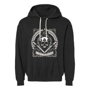 Master Mason Skull Square And Compass Freemason Masonic Garment-Dyed Fleece Hoodie