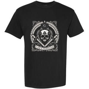 Master Mason Skull Square And Compass Freemason Masonic Garment-Dyed Heavyweight T-Shirt