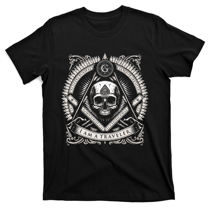 Master Mason Skull Square And Compass Freemason Masonic T-Shirt