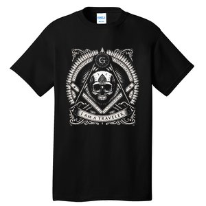 Master Mason Skull Square And Compass Freemason Masonic Tall T-Shirt