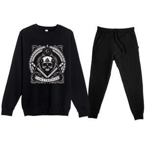 Master Mason Skull Square And Compass Freemason Masonic Premium Crewneck Sweatsuit Set