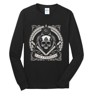 Master Mason Skull Square And Compass Freemason Masonic Tall Long Sleeve T-Shirt