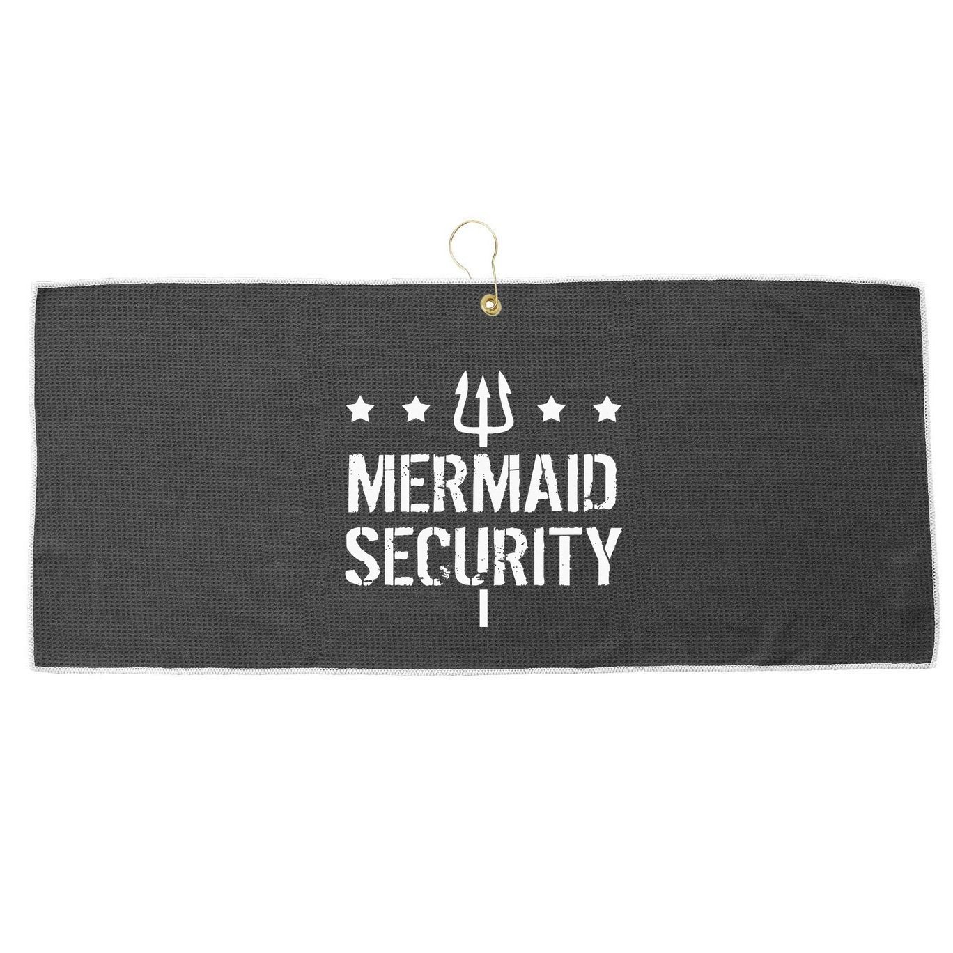 Merman Mermaid Security Funny Swimming Large Microfiber Waffle Golf Towel