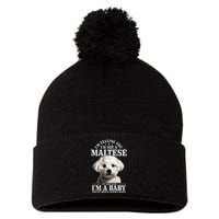 Maltese Mom Said IM A Baby Funny Maltese Dog Pom Pom 12in Knit Beanie