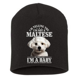 Maltese Mom Said IM A Baby Funny Maltese Dog Short Acrylic Beanie