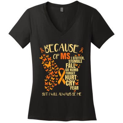 MS Multiple Sclerosis Women's V-Neck T-Shirt