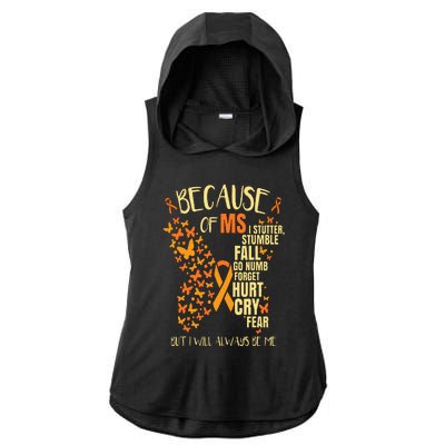 MS Multiple Sclerosis Ladies PosiCharge Tri-Blend Wicking Draft Hoodie Tank