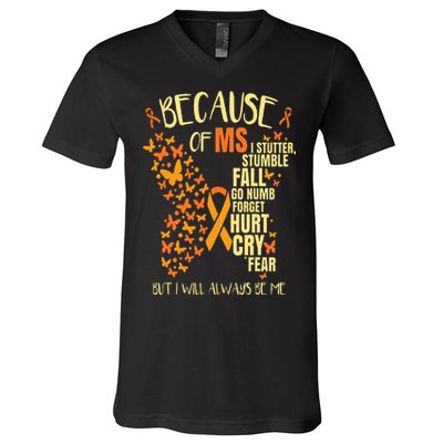 MS Multiple Sclerosis V-Neck T-Shirt