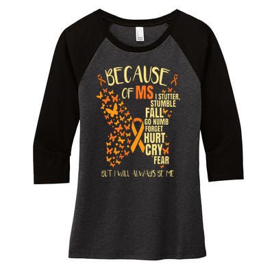 MS Multiple Sclerosis Women's Tri-Blend 3/4-Sleeve Raglan Shirt