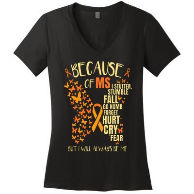 MS Multiple Sclerosis Women's V-Neck T-Shirt