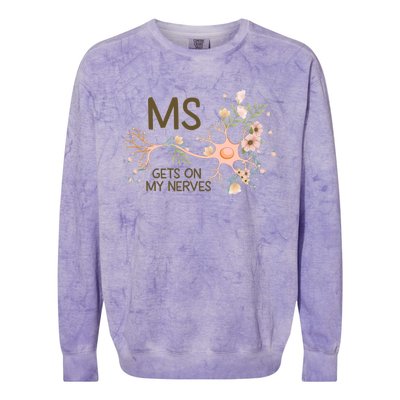 Ms Multiple Sclerosis Gets On My Nerves Orange Ribbon Gift Colorblast Crewneck Sweatshirt