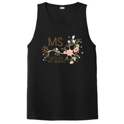 Ms Multiple Sclerosis Gets On My Nerves Orange Ribbon Gift PosiCharge Competitor Tank