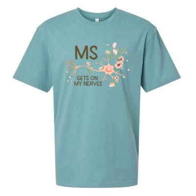 Ms Multiple Sclerosis Gets On My Nerves Orange Ribbon Gift Sueded Cloud Jersey T-Shirt