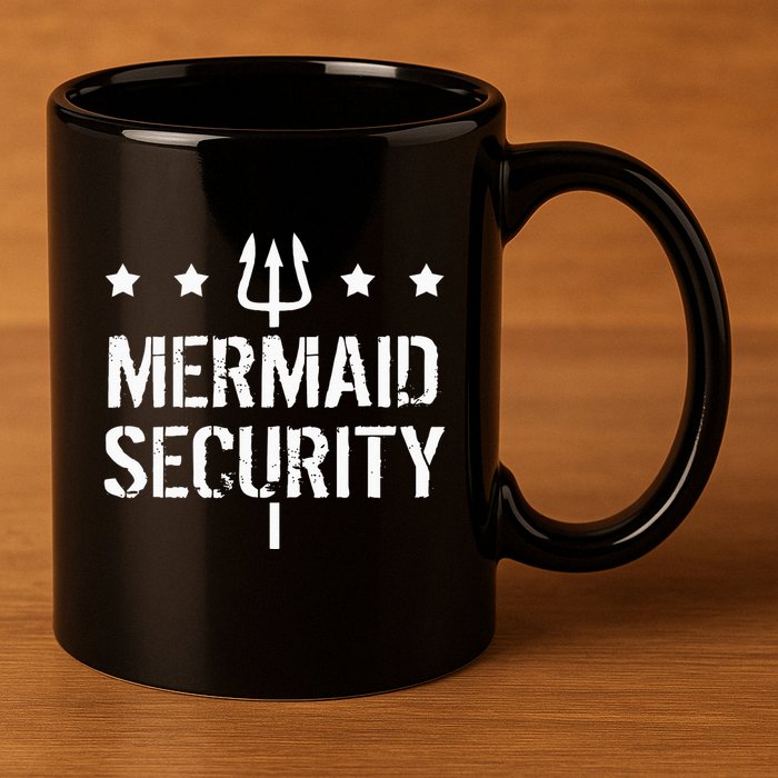Merman Mermaid Security Funny Swimming 11oz C Handle Ceramic Mug