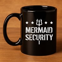 Merman Mermaid Security Funny Swimming 11oz C Handle Ceramic Mug