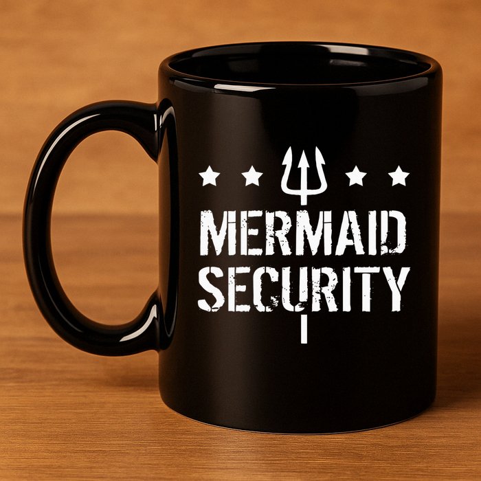 Merman Mermaid Security Funny Swimming 11oz C Handle Ceramic Mug