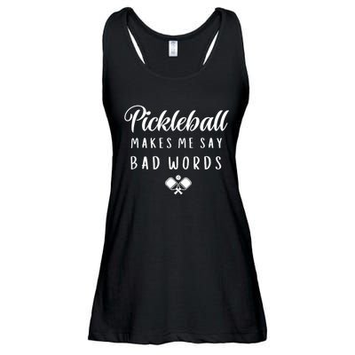 Makes Me Say Bad Words Pickleball Players Sports Gift Ladies Essential Flowy Tank