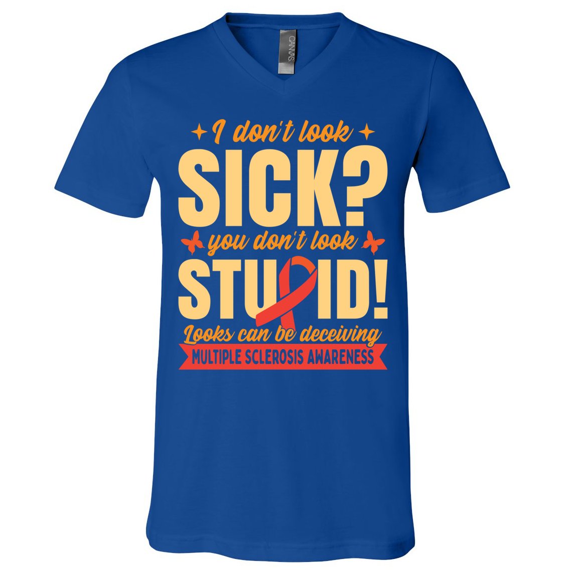 Ms Multiple Sclerosis Awareness Funny Gift V-Neck T-Shirt