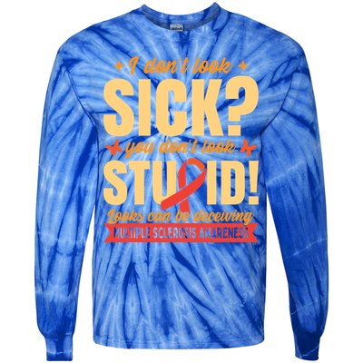 Ms Multiple Sclerosis Awareness Funny Gift Tie-Dye Long Sleeve Shirt