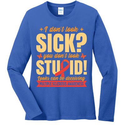 Ms Multiple Sclerosis Awareness Funny Gift Ladies Long Sleeve Shirt