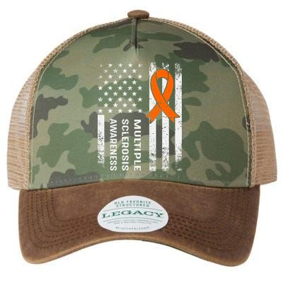 MS Multiple Sclerosis Awareness Orange Ribbon Legacy Tie Dye Trucker Hat