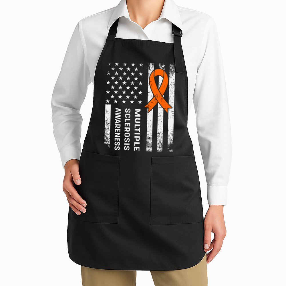 MS Multiple Sclerosis Awareness Orange Ribbon Apron