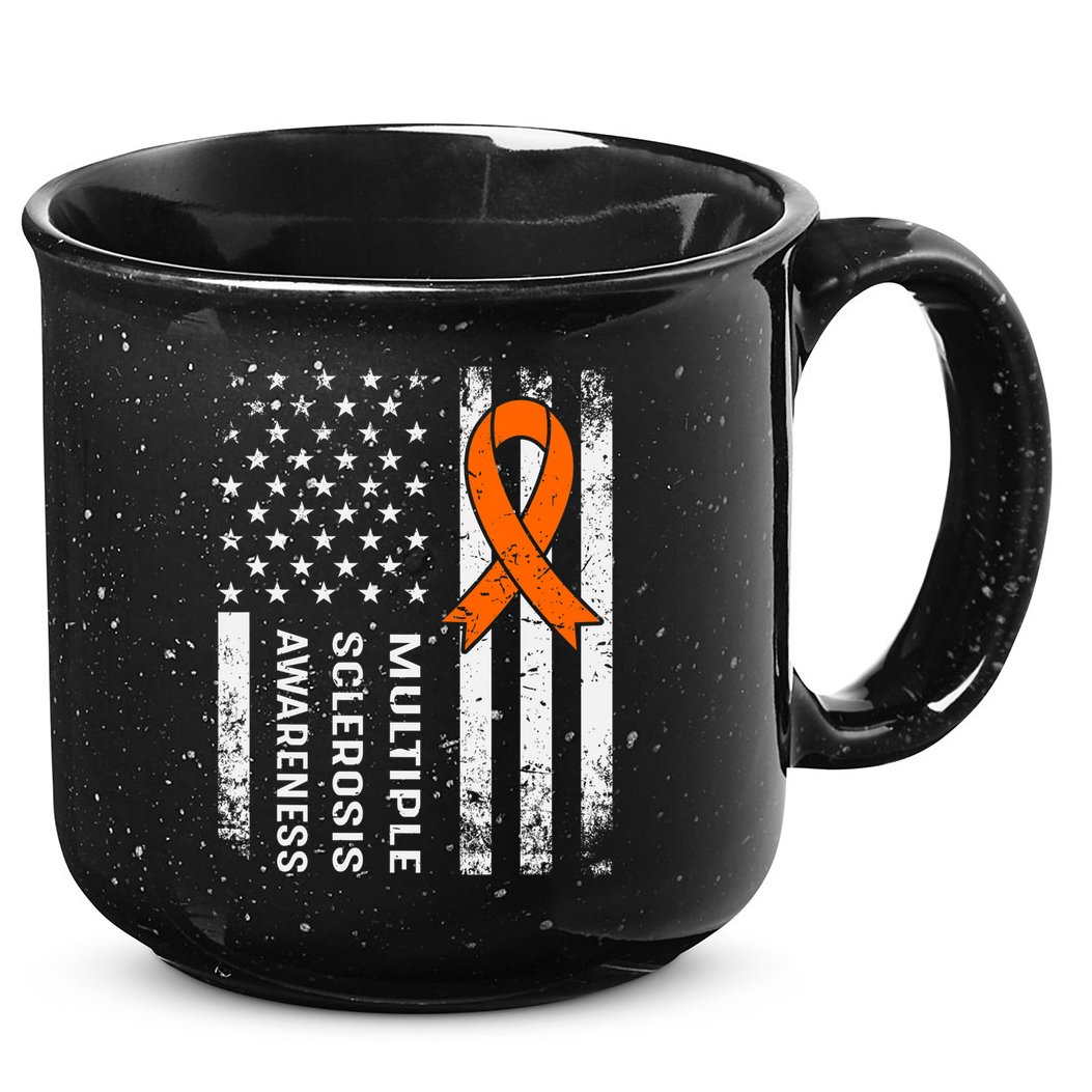 MS Multiple Sclerosis Awareness Orange Ribbon 15oz Campfire Ceramic Mug