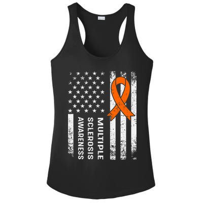 MS Multiple Sclerosis Awareness Orange Ribbon Ladies PosiCharge Competitor Racerback Tank