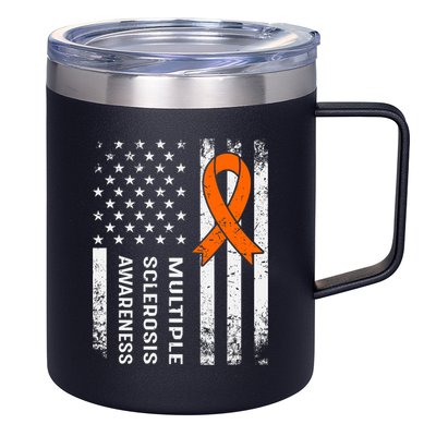 MS Multiple Sclerosis Awareness Orange Ribbon 12oz Stainless Steel Coffee Mug
