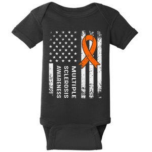 MS Multiple Sclerosis Awareness Orange Ribbon Baby Bodysuit