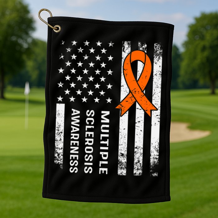 MS Multiple Sclerosis Awareness Orange Ribbon Golf Towel