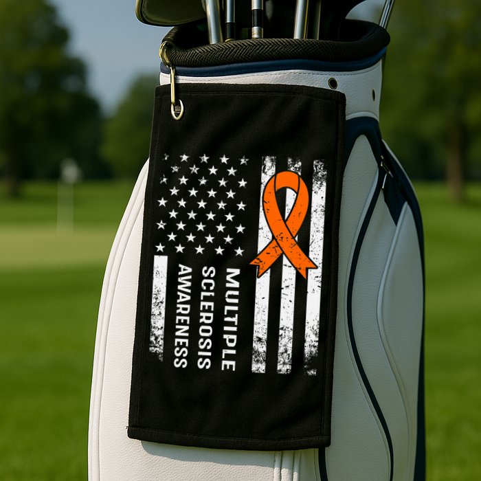 MS Multiple Sclerosis Awareness Orange Ribbon Golf Towel