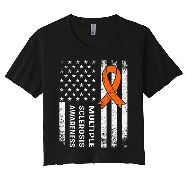 MS Multiple Sclerosis Awareness Orange Ribbon Crop Top