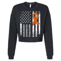 MS Multiple Sclerosis Awareness Orange Ribbon Cropped Pullover Crew