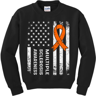 MS Multiple Sclerosis Awareness Orange Ribbon Kids Sweatshirt