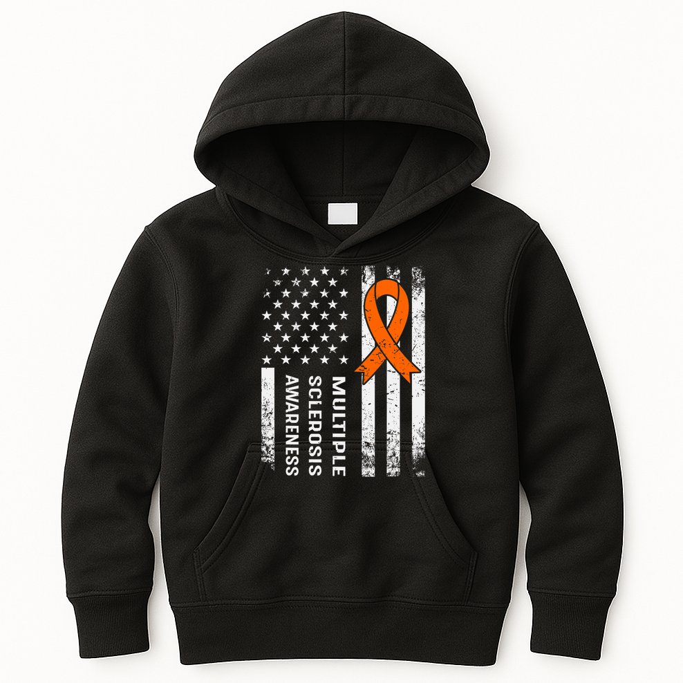 MS Multiple Sclerosis Awareness Orange Ribbon Kids Hoodie
