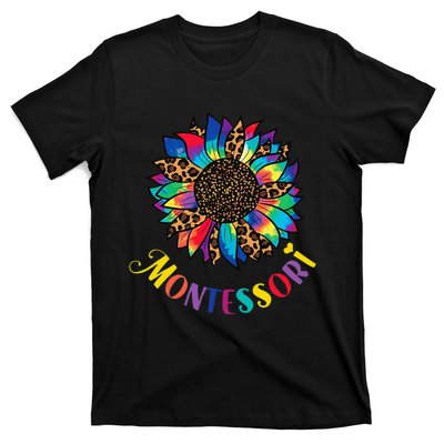 Montessori Method Sunflower Tie Dye and Leopard Pattern T-Shirt