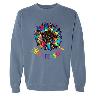 Montessori Method Sunflower Tie Dye and Leopard Pattern Garment-Dyed Sweatshirt