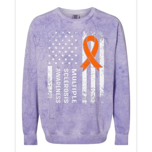 MS Multiple Sclerosis Awareness Orange Ribbon Colorblast Crewneck Sweatshirt