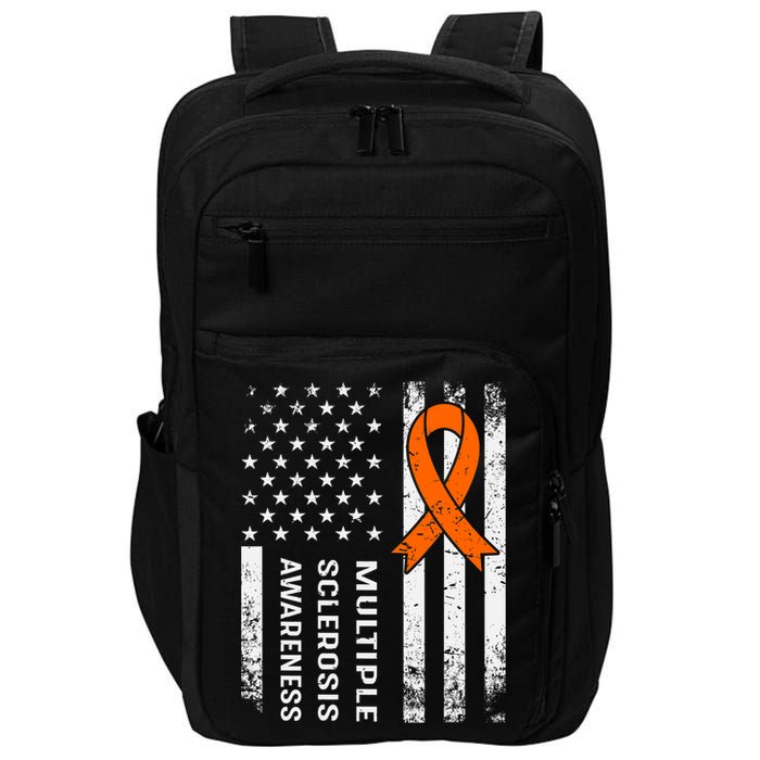 MS Multiple Sclerosis Awareness Orange Ribbon Impact Tech Backpack